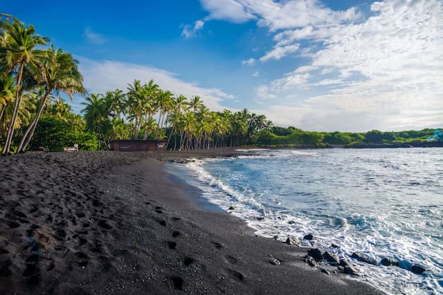 Punaluu Black Sand Beach on Hawaiʻi’s Big Island