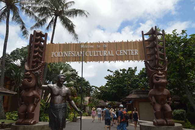 The entrance to the Polynesian Cultural Center on Oahu