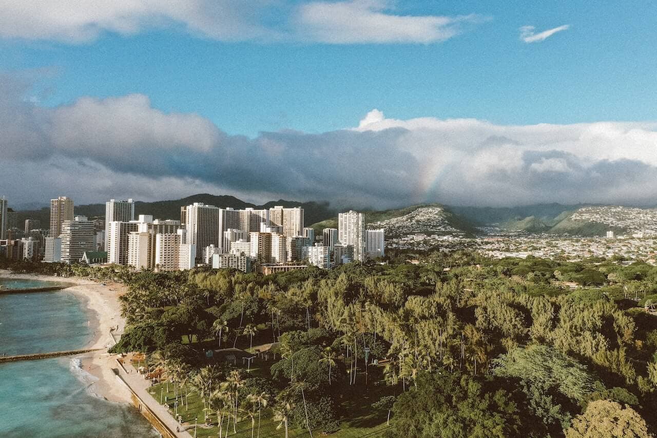 Honolulu shore viewed from above